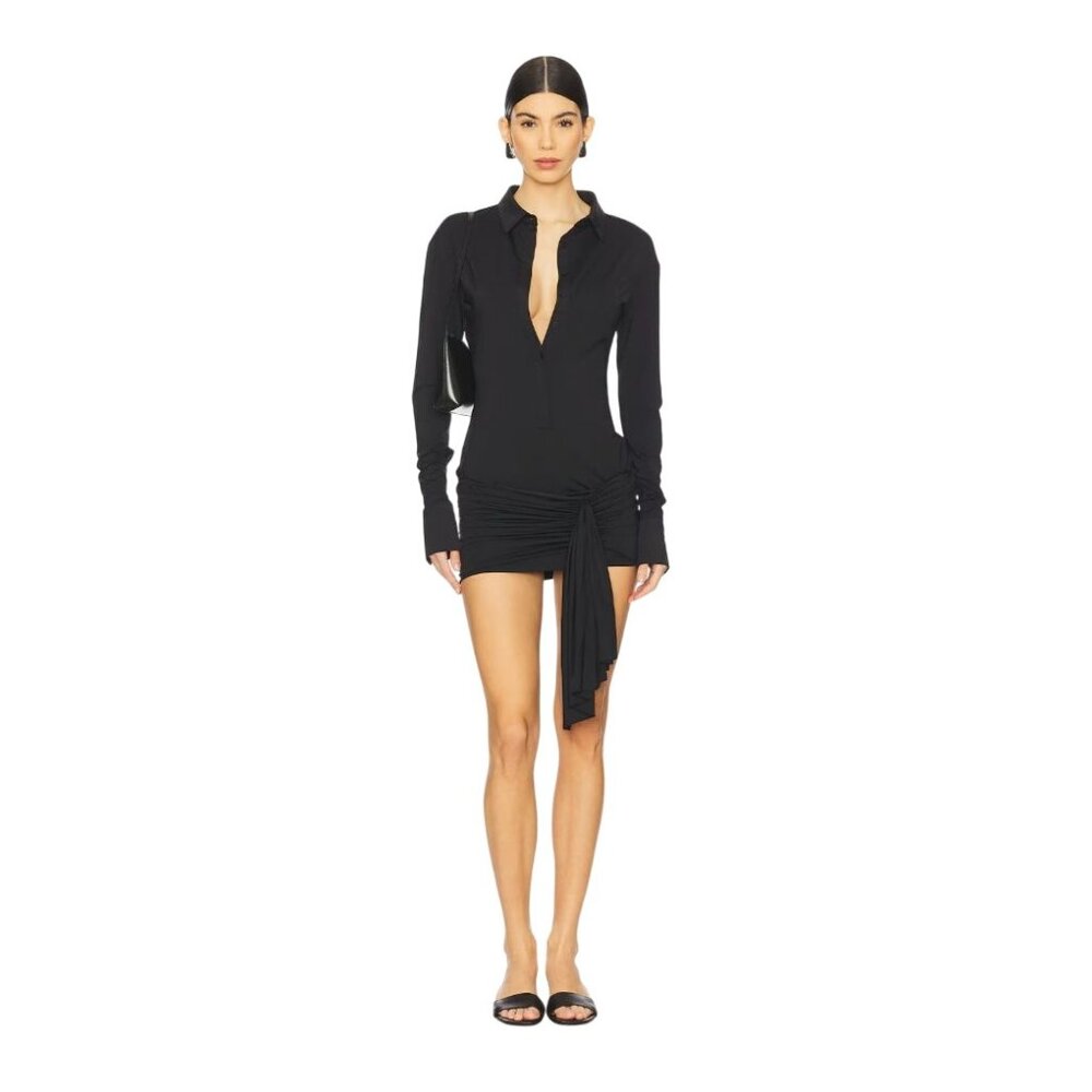 Lioness Soho Mini Dress in Onyx Back Medium New Womens Shirtdress